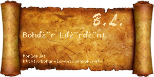 Bohár Lóránt névjegykártya